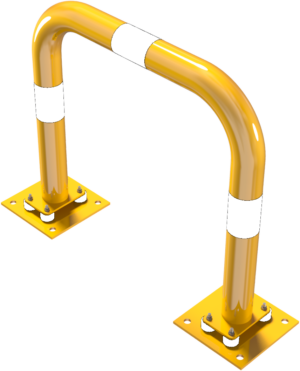 Rammschutzbügel elastisch, neigbar Stahlrohr Ø 76 mm gelb / schwarz Gesamtbreite: 750 mm Höhe Überflur: 650 mm - Art.Nr. 477_05NPBG – Bild 3