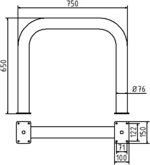 Rammschutzbügel Ø 76 x 2,6 mm ohne Querholm für Dübelbefestigung - Art.Nr. 477_05P – Bild 4