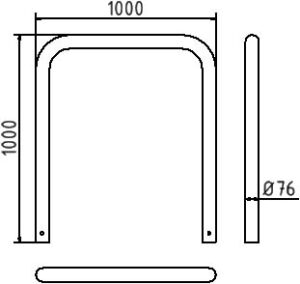 Abweisebügel Ø 76 x 2,6 mm ohne Querholm zum Einbetonieren Gesamtbreite: 1000 mm Gesamthöhe: 1000 mm feuerverzinkt - Art.Nr. 477_06 – Bild 4