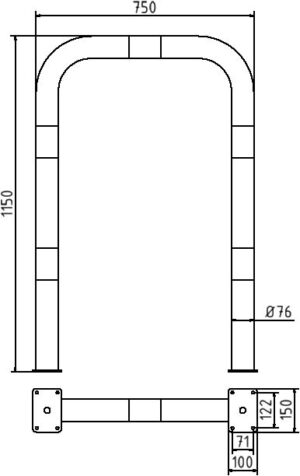 Rammschutzbügel Ø 76 x 2,6 mm ohne Querholm für Dübelbefestigung - Art.Nr. 477_08PB – Bild 4