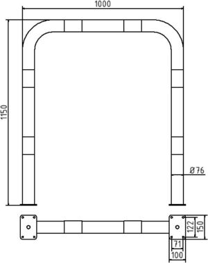 Rammschutzbügel Ø 76 x 2,6 mm ohne Querholm für Dübelbefestigung - Art.Nr. 477_09PB – Bild 4