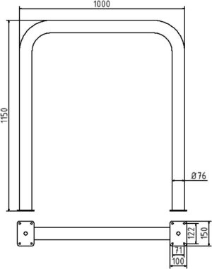 Rammschutzbügel Ø 76 x 2,6 mm ohne Querholm für Dübelbefestigung - Art.Nr. 477_09P – Bild 4