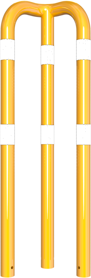 Rammschutzbügel 90° gleichschenklig Stahlrohr Ø 76 mm gelb / schwarz Gesamtbreite: 350 mm Höhe Überflur: 1150 mm zum Einbetonieren - Art.Nr. 477_31BG – Bild 2