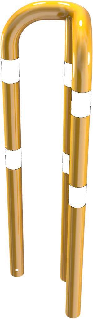 Rammschutzbügel 90° gleichschenklig Stahlrohr Ø 76 mm gelb / schwarz Gesamtbreite: 350 mm Höhe Überflur: 1150 mm zum Einbetonieren - Art.Nr. 477_31BG – Bild 3