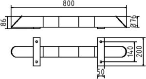 Rammschutz-Balken Stahlrundrohr Ø 76 mm für Dübelbefestigung Gesamtbreite: 800 mm - Art.Nr. 477_41BG – Bild 4