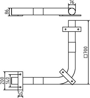 Eck-Rammschutz-Balken Stahlrundrohr Ø 76 mm für Dübelbefestigung - Art.Nr. 477_50BG – Bild 4
