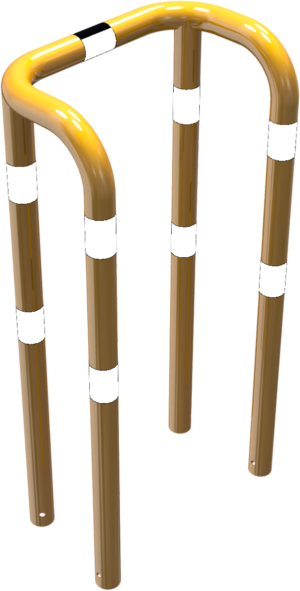 Rammschutzbügel Doppelbügel Stahlrohr Ø 76 mm gelb / schwarz Gesamtbreite: 750 mm Höhe Überflur: 1150 mm zum Einbetonieren - Art.Nr. 477_69BG
