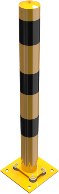 Absperrpfosten Stahlrohr Ø 89 x 2,9 mm allseitig neigbar gelb / schwarz - Art.Nr. 489NPBG