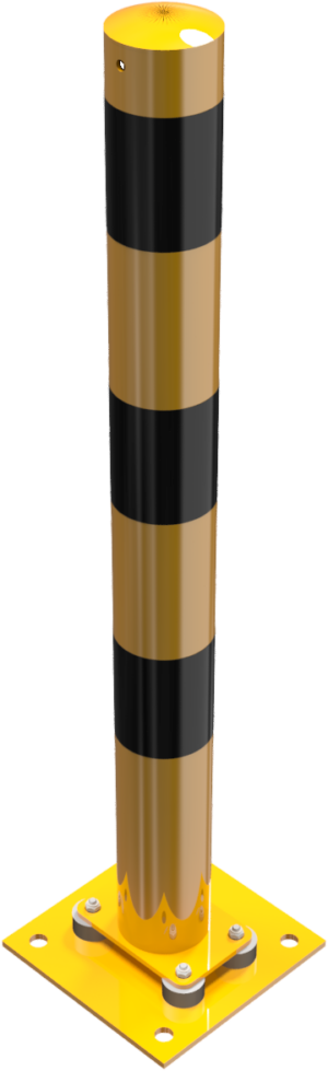 Absperrpfosten Stahlrohr Ø 89 x 2,9 mm allseitig neigbar gelb / schwarz - Art.Nr. 489NPBG